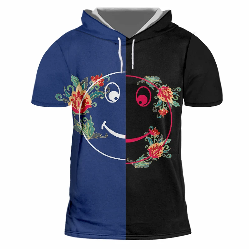 Футболка UJWI мужская с 3D принтом смешная капюшоном цветным цветочным узором