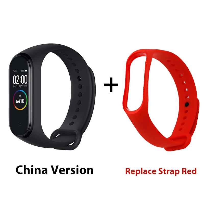 Красный Xiaomi mi-браслет 4 музыкальный смарт-браслет mi Band 4 браслет пульсометр фитнес 135 мАч Bluetooth 5,0 цветной экран - Цвет: Красный