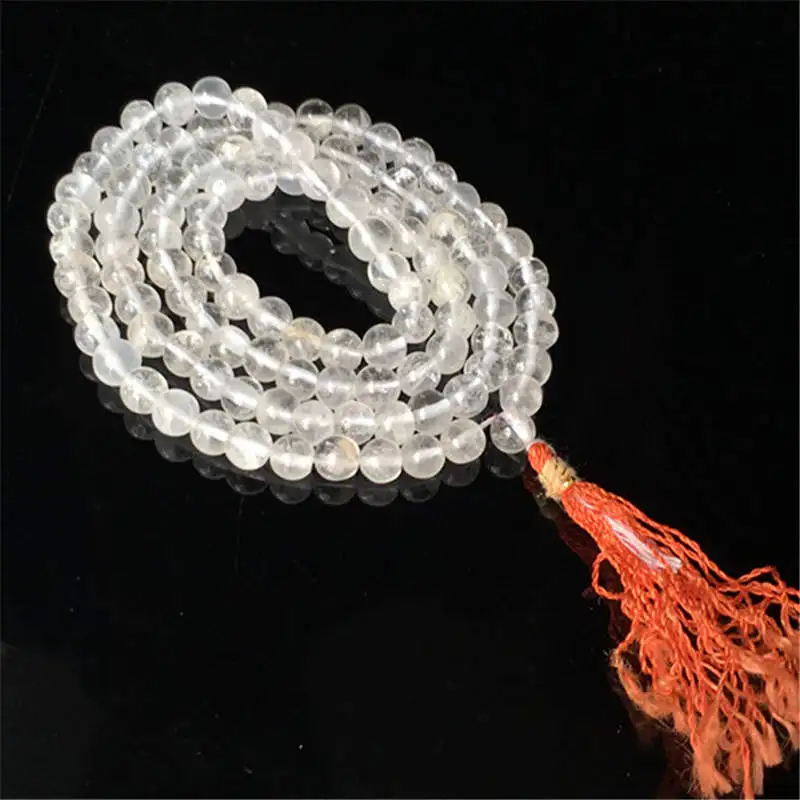 BRO628 Natural Rock Crystal 108 Prayer Beads Mala Zen Necklace 6mm 8mm 10mm 12mm Tibetan Rosary Malas