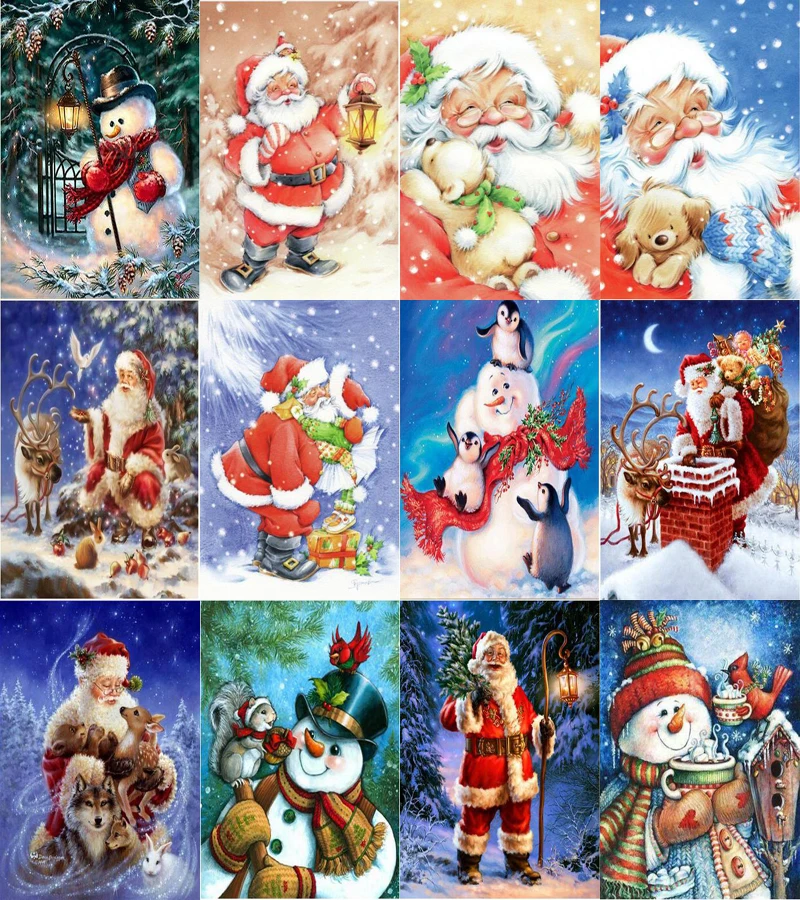 Алмазная вышивка DIY рукоделие Деды Морозы Рождественская елка полный квадратный