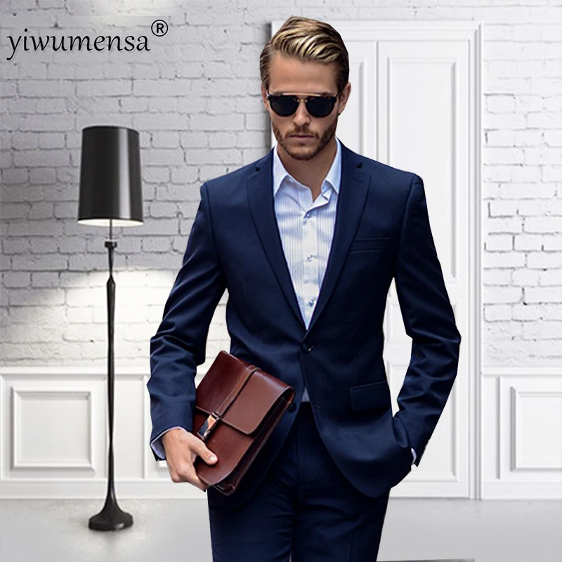 Мужской облегающий Блейзер YIWUMENSA темно синий пиджак для офиса и шафера весна