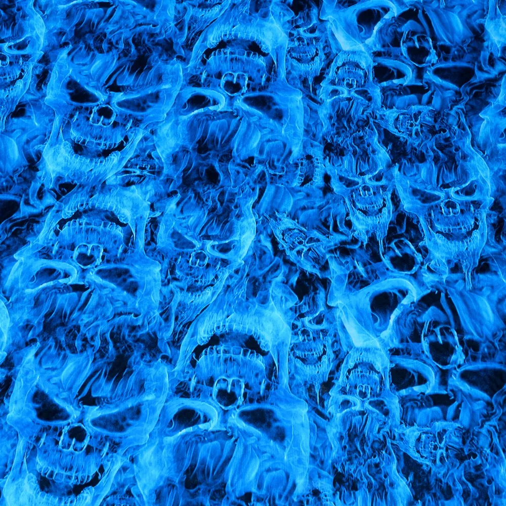 

50 x 100cm Blue Skull Hydrographic Film Printed Water Transfer Film Dip Film for Motobike Helmet Car Wheel Decor