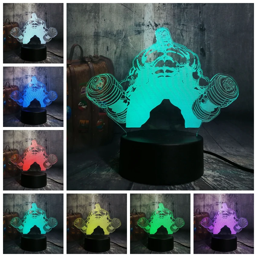 Lustre Новый 3D светодиодный Халк гантели Ночной светильник настольная лампа RGB 7