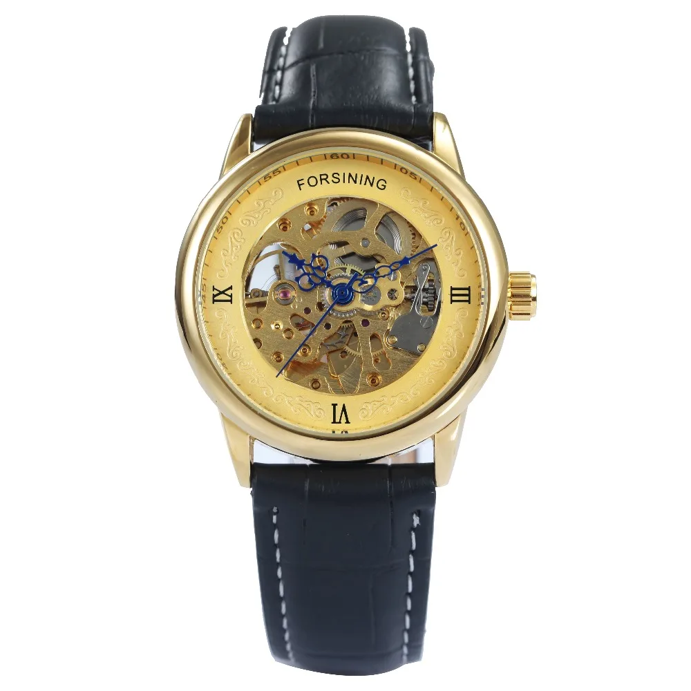 Часы мужские механические с кожаным ремешком и циферблатом|Мужские часы| |