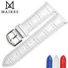 Ремешок MAIKES из натуральной кожи для наручных часов, белый красный браслет для женских часов Casio, 12 мм-22 мм