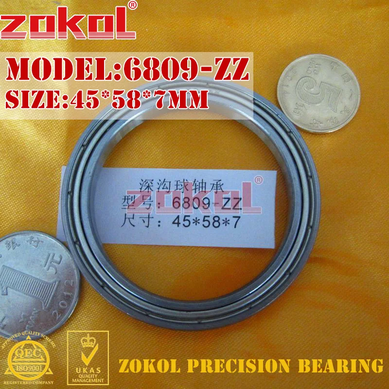 Подшипник ZOKOL 6809 ZZ RS 2RS 6809Z шарикоподшипник с глубоким желобом 45*58*7 мм|bearing bearing|bearing