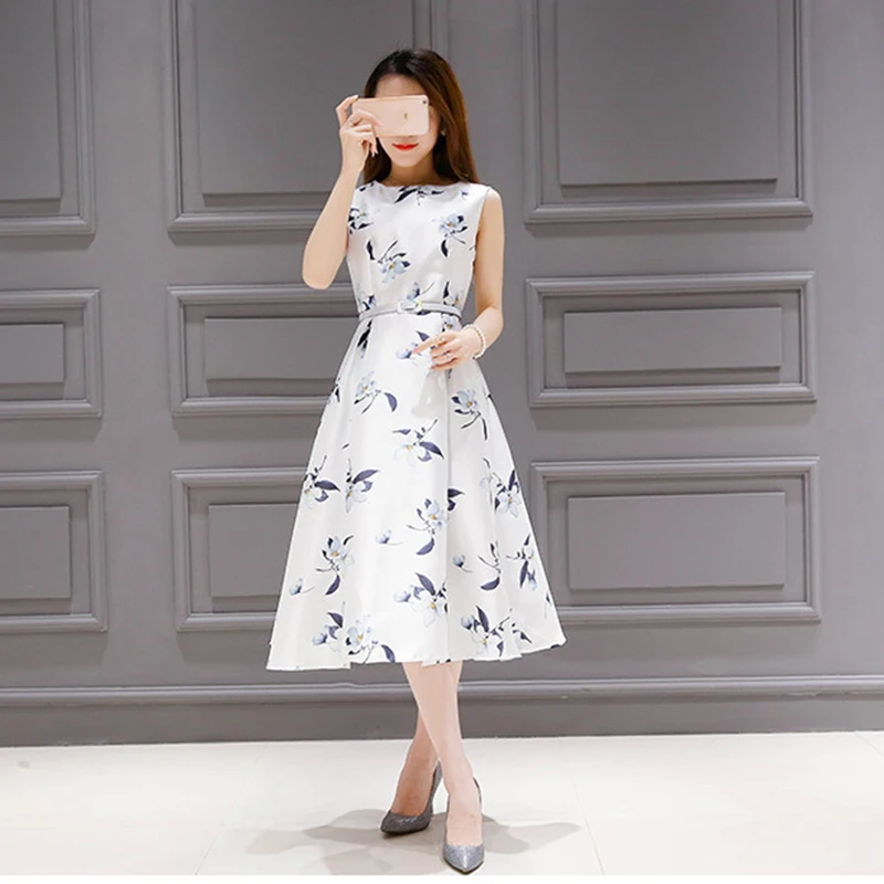 Women's 2019 Summer New Fashion Korean Version Off White Printing Boho Maxi Dress Plus Size Elegant Vintage Long Dresses | Женская