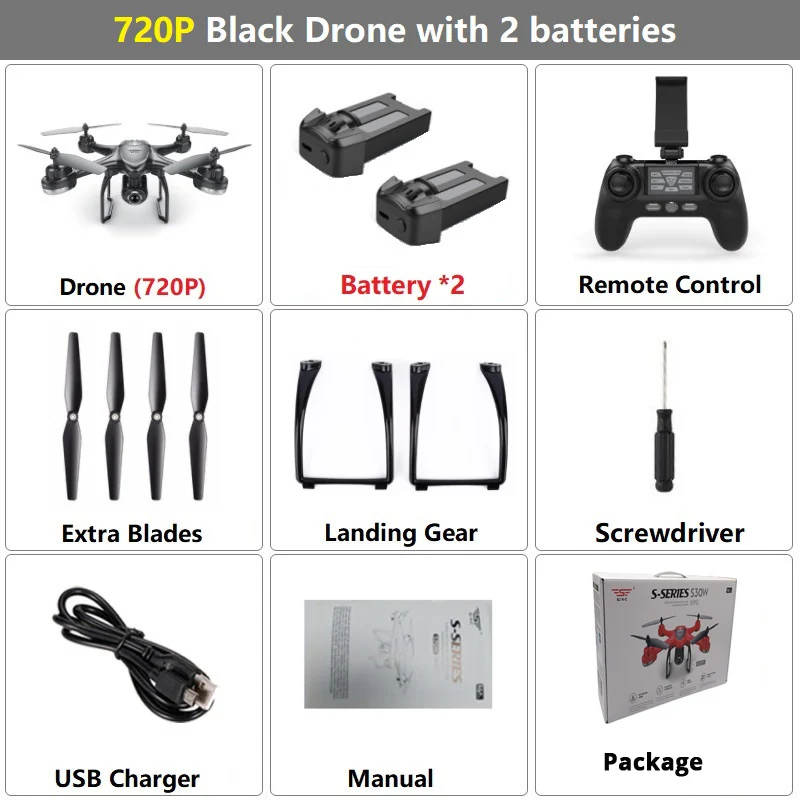 Set2 720P Black 2B LAUMOX S30W gps Дрон динамический Дрон FPV Дрон с широкоугольной камерой 1080P Профессиональный Радиоуправляемый квадрокоптер Дрон VS X8 Pro X8pro - Цвет: Set2 720P Black 2B