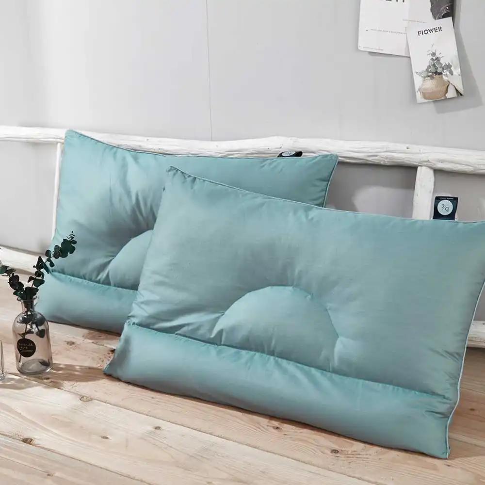 LightBlue Отель стиль дизайн белая гречневая подушка корпуса и полиэстер 400 заполнение питания Комплекты постельного белья Моя подушка 3D защита шеи - Цвет: LightBlue