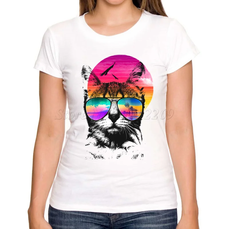 Новинка 2018 модная летняя женская футболка с рисунком кота/Совы/мопса женские