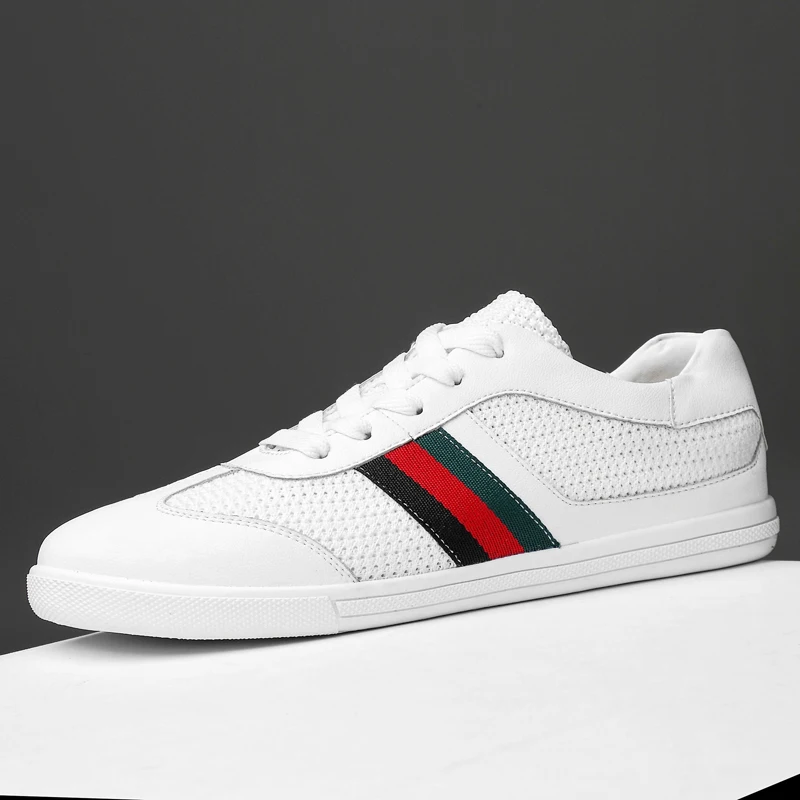 2019 New Fashion Men Genuine Leather Casual Shoes Lightweight Breathable Flats Mesh Luxury Brand Outdoor Sport Sneakers | Обувь