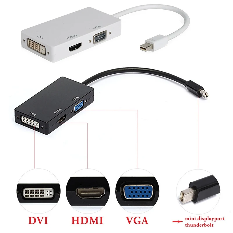 3 в 1 кабель адаптер с портом дисплея Mini DP на HDMI DVI VGA для Apple MacBook Pro Air mini iMac|adapter hdtv|cable