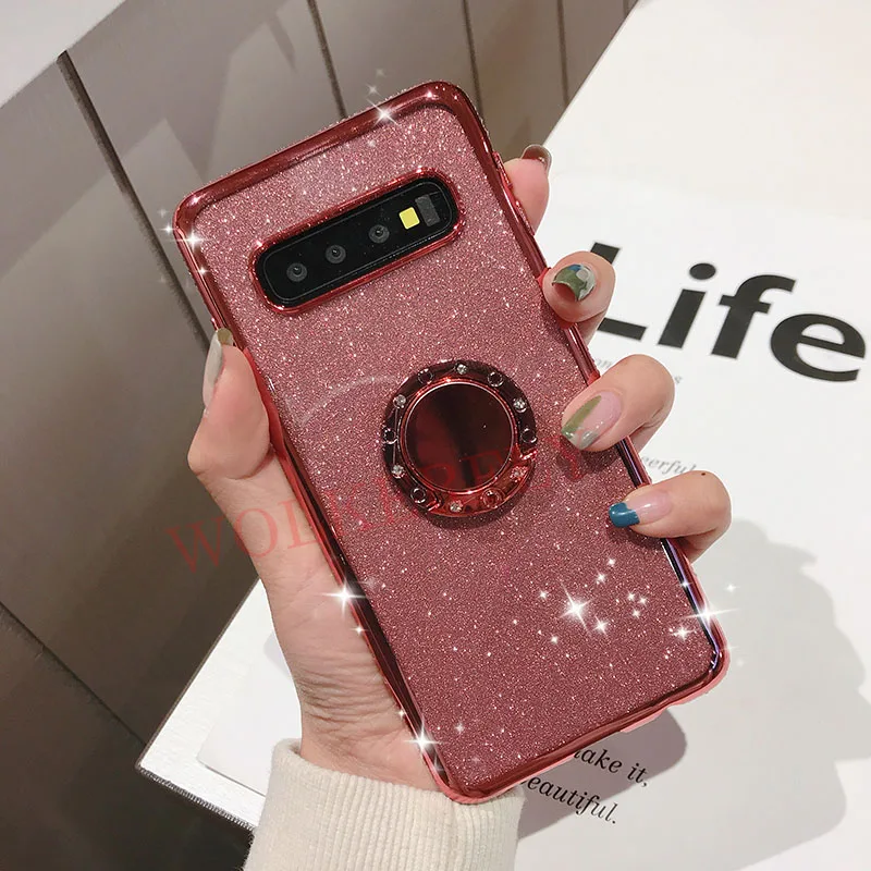 4 Блестящий Алмазный чехол для samsung Galaxy S10 S9 S8 J4 J6 плюс J8 A7 A50 A70 A60 A30 M30 Note 9 8 3D стенд держатель чехол - Цвет: 4