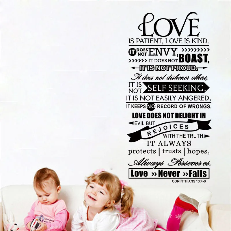

Vival PVC wall sticker for home decoration Apophthegm from Corinthians Love is patient Love is kind