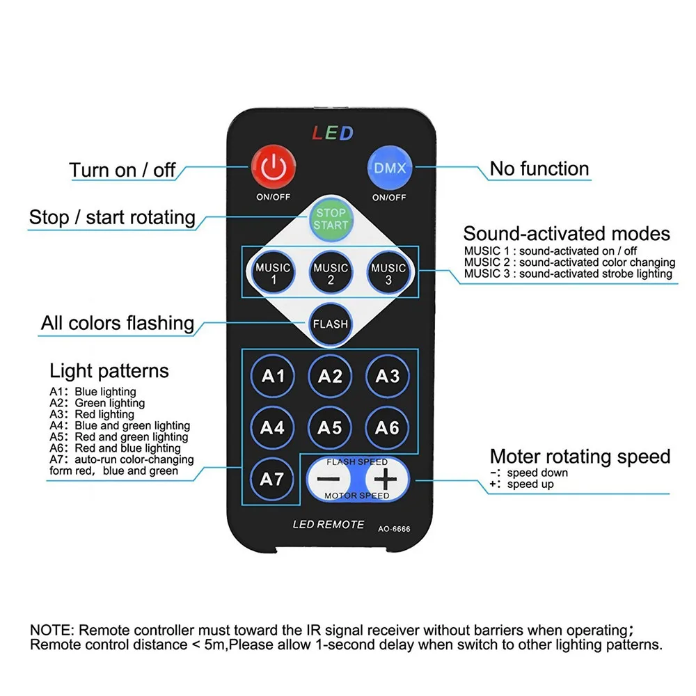 ИК дистанционный хрустальный магический шар Светодиодная сценическая лампа 7
