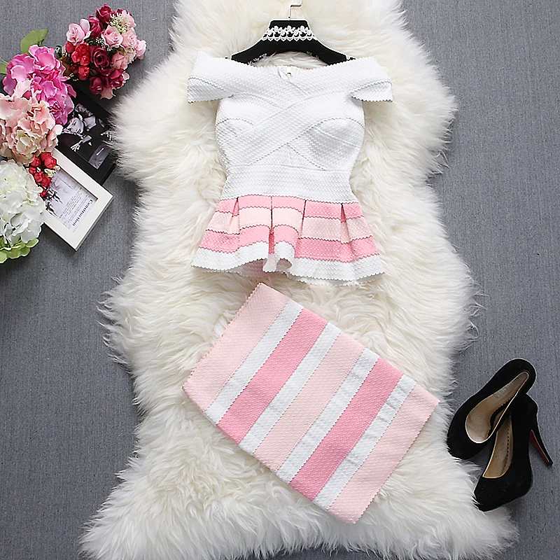 Женский комплект из топа и юбки с коротким рукавом рюшами|skirt set|top and skirt setset fashion |