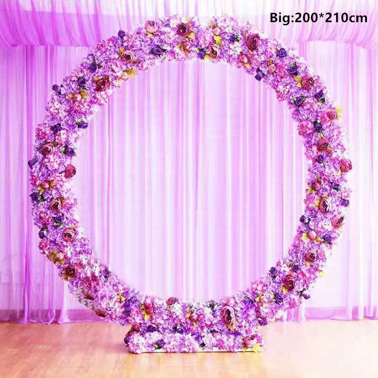 Purple big Подгонянная Новая Железная Арка+ цветы DIY свадебный реквизит дорога свинцовый сценический фон Декор железная Арка подставка с шелком искусственные цветы - Цвет: Purple big