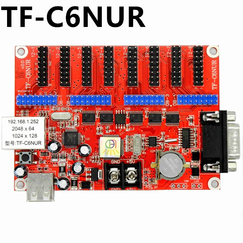 TF C6NUR светодиодный знак Управление карта сети RJ45 LAN + USB RS232 2048*64 Пиксели Поддержка с