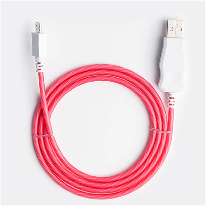 Светящийся usb кабель для зарядки 2.4A Быстрый Micro usb type C кабель для передачи данных 1 м для samsung Galaxy Xiaomi huawei LG - Цвет: Red