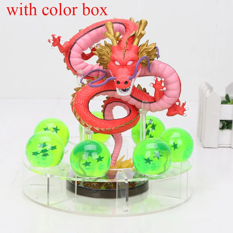 15 см Dragon Ball Z фигурки Shenron Dragonball Z Набор фигурок Esferas Del Dragon+ 7 штук 3,5 см Мячи+ полка фигурки DBZ - Цвет: red green with box