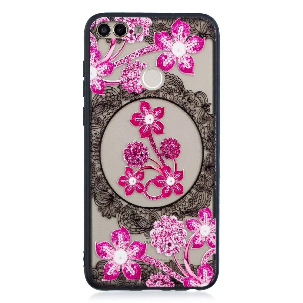 For Huawei Honor 9 Lite Case honor note 10 Silicone Lace 3d diamond flower Back Cover lite 8x |