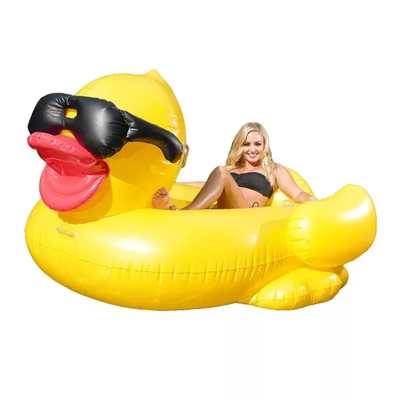 

New Pool Float Inflatable Boat Rubber Duck Swimming Float Adult Swim Air Mattresses Ring Summer Water Toy With Pump