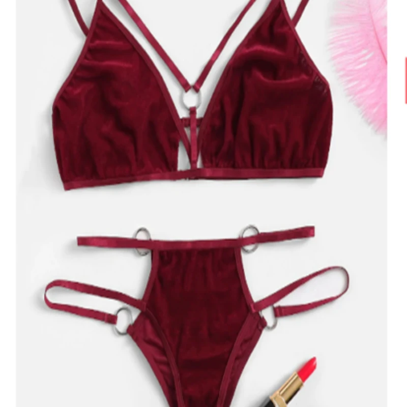 Женские Купальники 2 шт. бандажный бюстгальтер стринги комплект бикини с