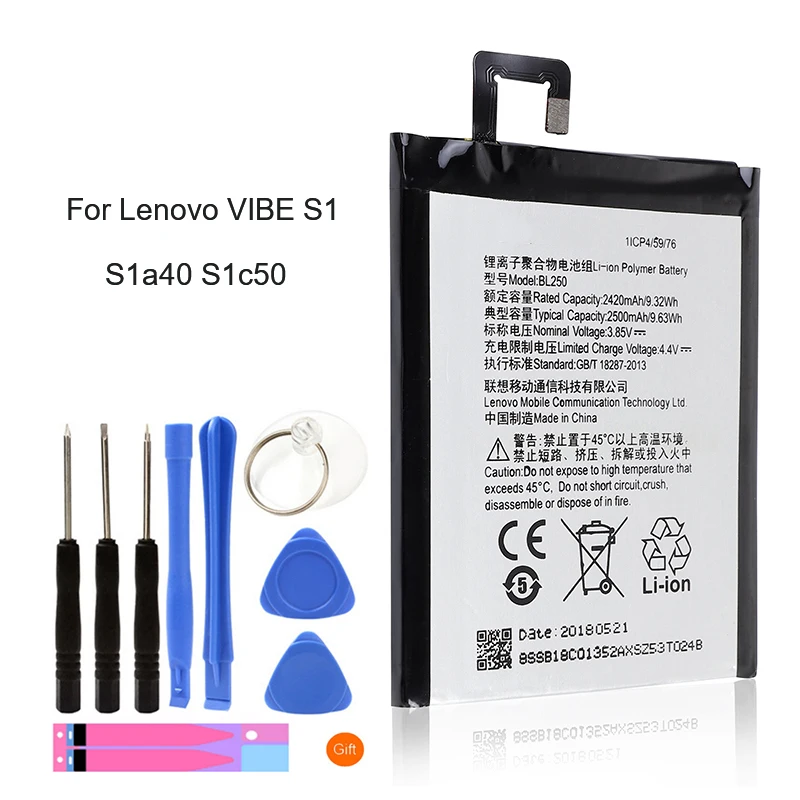 Оригинальный аккумулятор bl250 VIBE для Lenovo S1 S1c50 S1a40 BL250 перезаряжаемый литий ионный