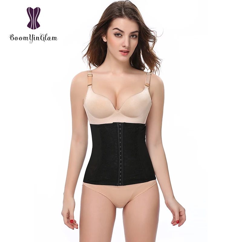 

Wholesale thin style plus size 3 hooks lace waist trainer slimming tummy floral underbust corset for weight loss 884#