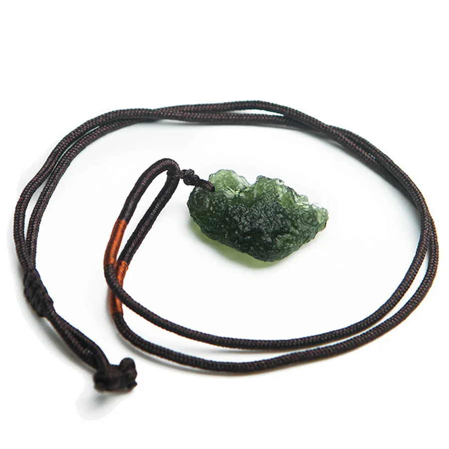 

Genuine Natural Green Moldavite Crystal Stone Charm Women Necklace pendant 33*24*12mm