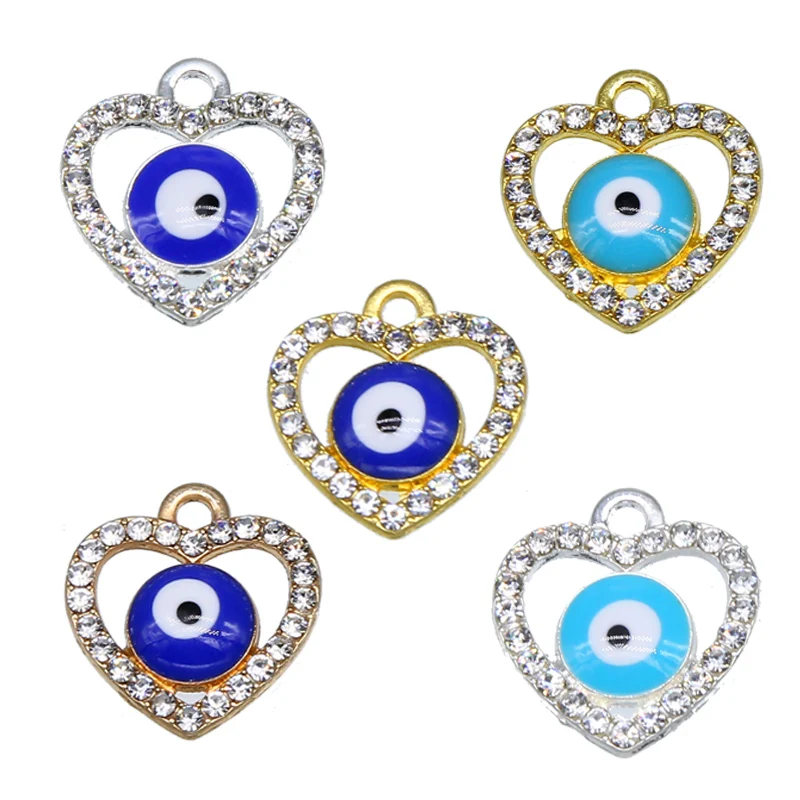 6pcs Lucky Eye Heart Necklace Pendant DIY Bracelet Accessories enamel charms for jewelry making | Украшения и аксессуары
