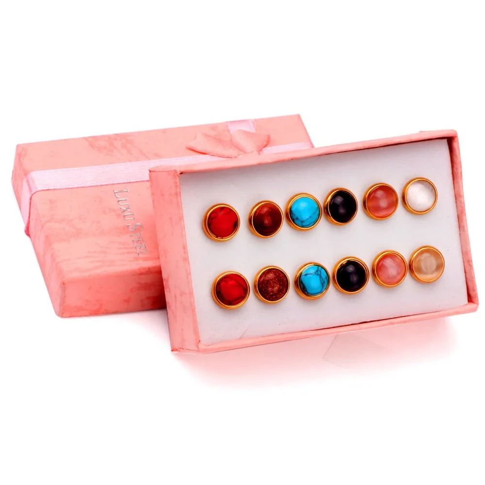 Серьги гвоздики LUXUKISSKIDS из нержавеющей стали 316L с опалом наборы рождественских