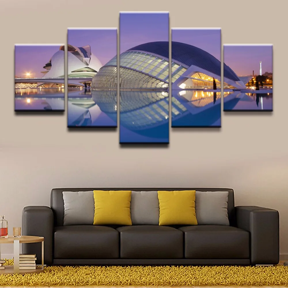 Модульная Картина на холсте настенное искусство 5 предметов город искусств и