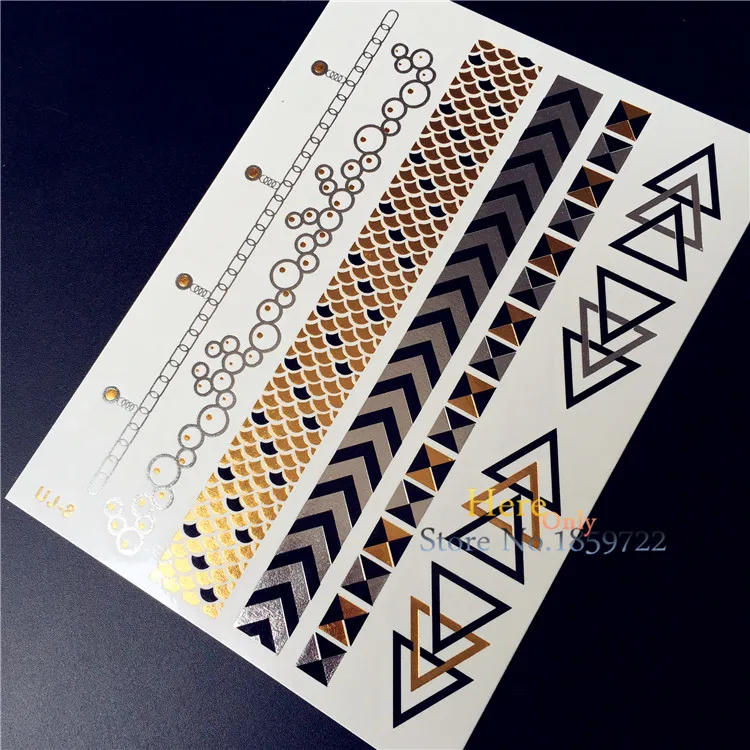 1 шт. флэш-временная татуировка наклейка для мужчин и женщин Макияж UJ08 Золото