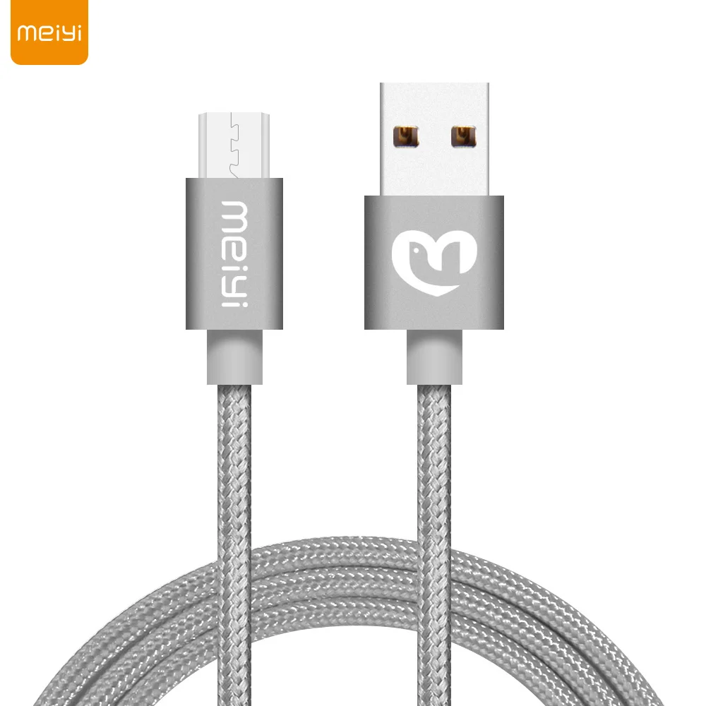 Meiyi M24 металлический нейлоновый Плетеный 1 м Micro USB кабель для синхронизации данных