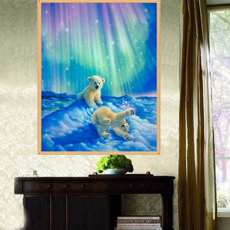 % Hot Diamond painting Northern Baby polar bear DIY 5D crystal Rhinestone mosaic Cross Stitch Embroidery Kits Needlework | Дом и сад