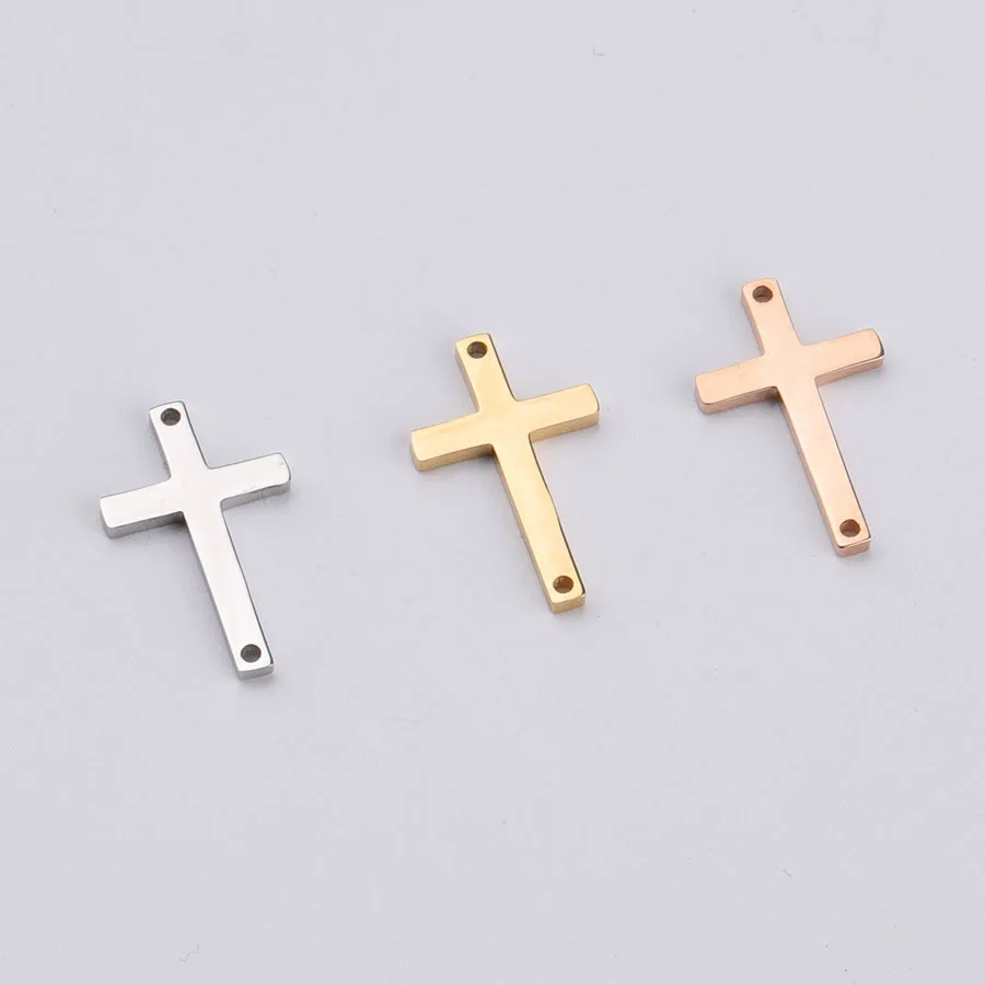 

10pcs Fashion Sideways Cross Charm Mirror Stainless Steel Cross Connector Charms for Jewelry Making DIY Handmade Craft