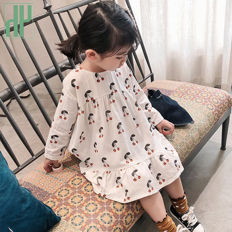 Toddler girl dresses Floral cherry printed kids long sleeve for girls Pageant Princess Party cute children tutu dress | Детская одежда