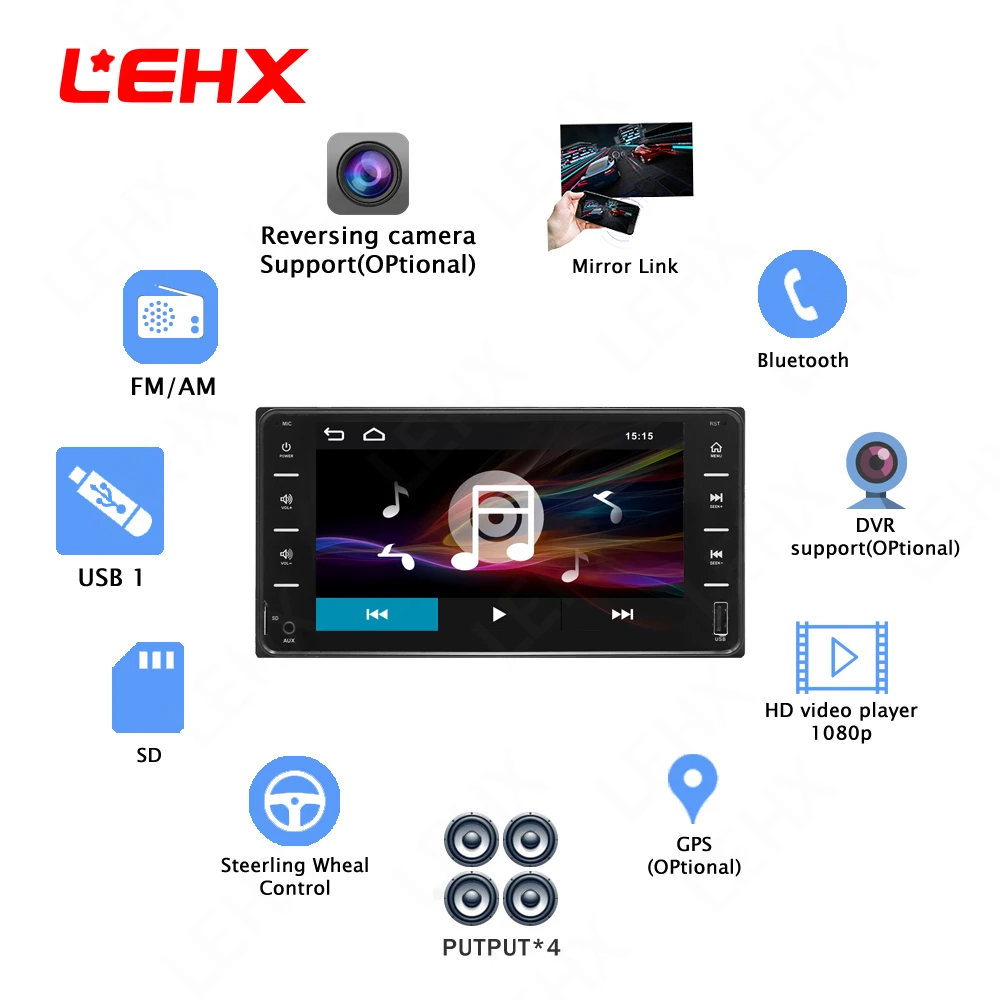 LEHX автомобильный радиоприемник mp5 плеер 7 дюймов 2din USB MP3 MP4 MP5 для Toyota Camry/Vios/Corolla/wish/Altis/Поддержка зеркального соединения Android 8,0