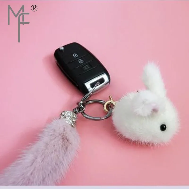 Mini 6cm white Magicfur-9 см/6 см натуральный мех норки кролик сумка кошелек автомобиль подвеска брелок телефон Шарм Мини Ctue кролик брелок аксессуары - Цвет: Mini 6cm white