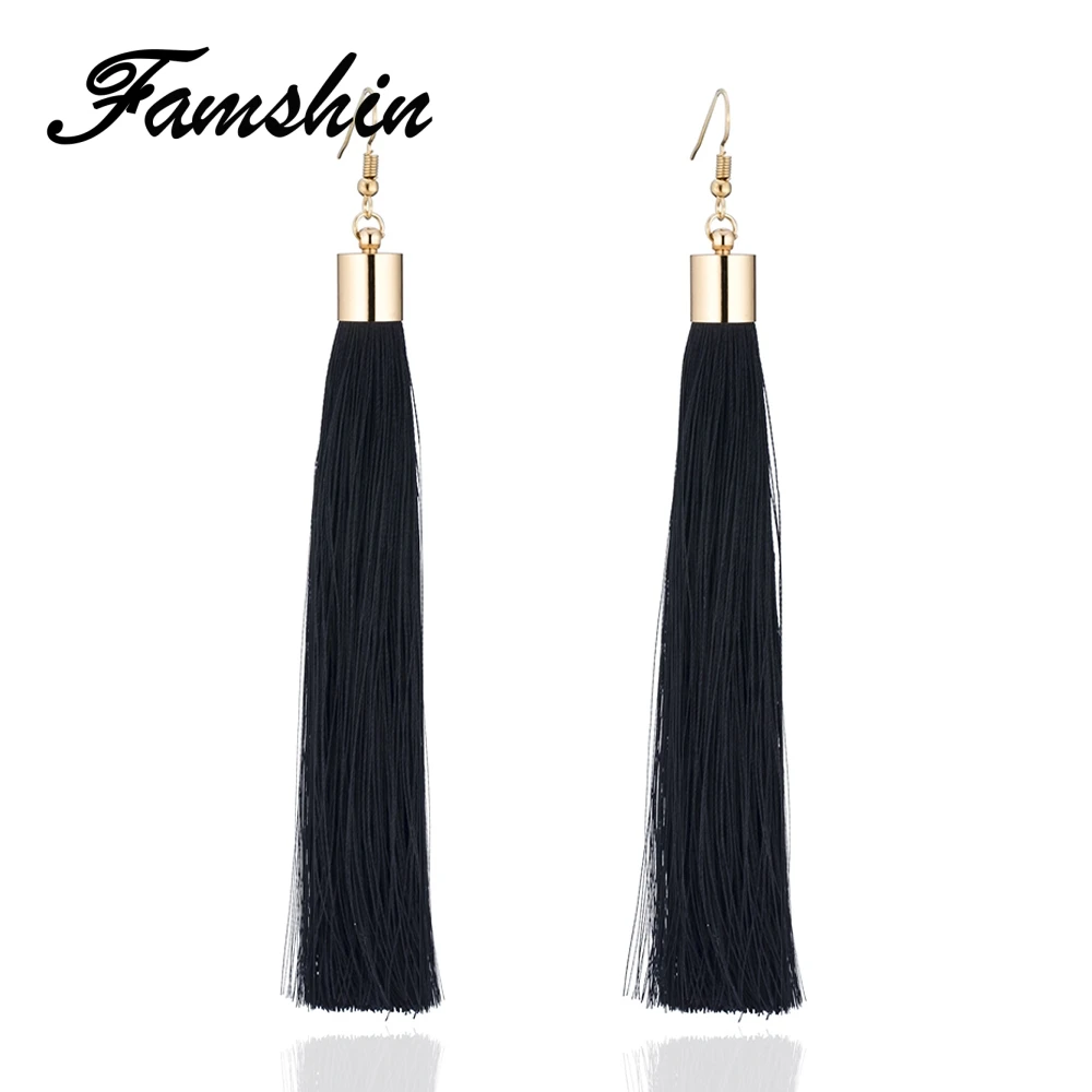 Женские винтажные серьги FAMSHIN с длинной кисточкой 17 цветов подарок|earrings dangle|vintage