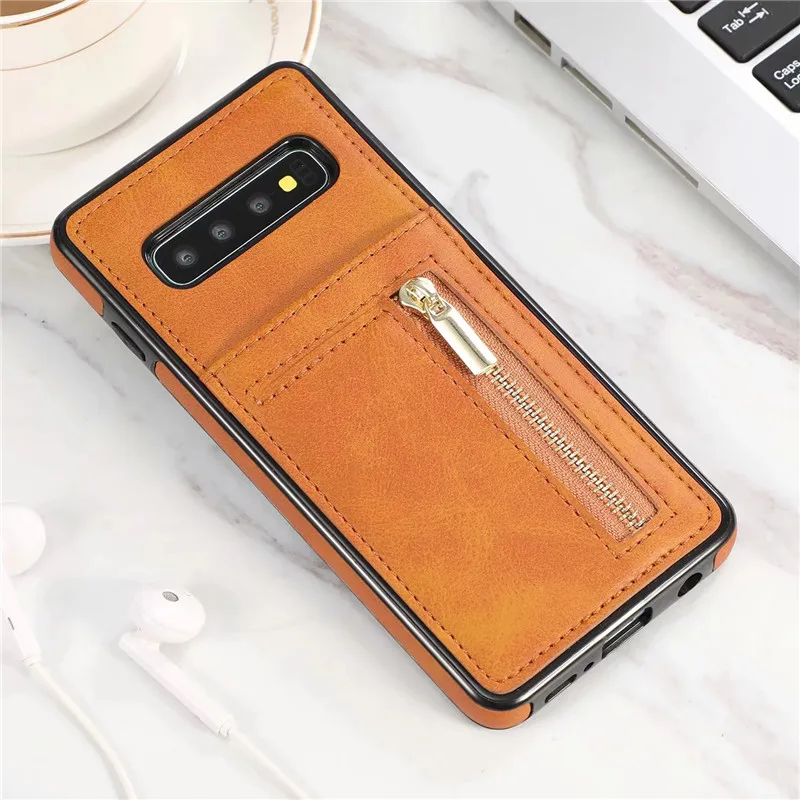 Yellow Чехол-кошелек на молнии для samsung Galaxy S10 E, кожаный бумажник, задняя крышка для карты samsung Galaxy S10 Plus S9 S8 Plus Note 9 8, Coque - Цвет: Yellow