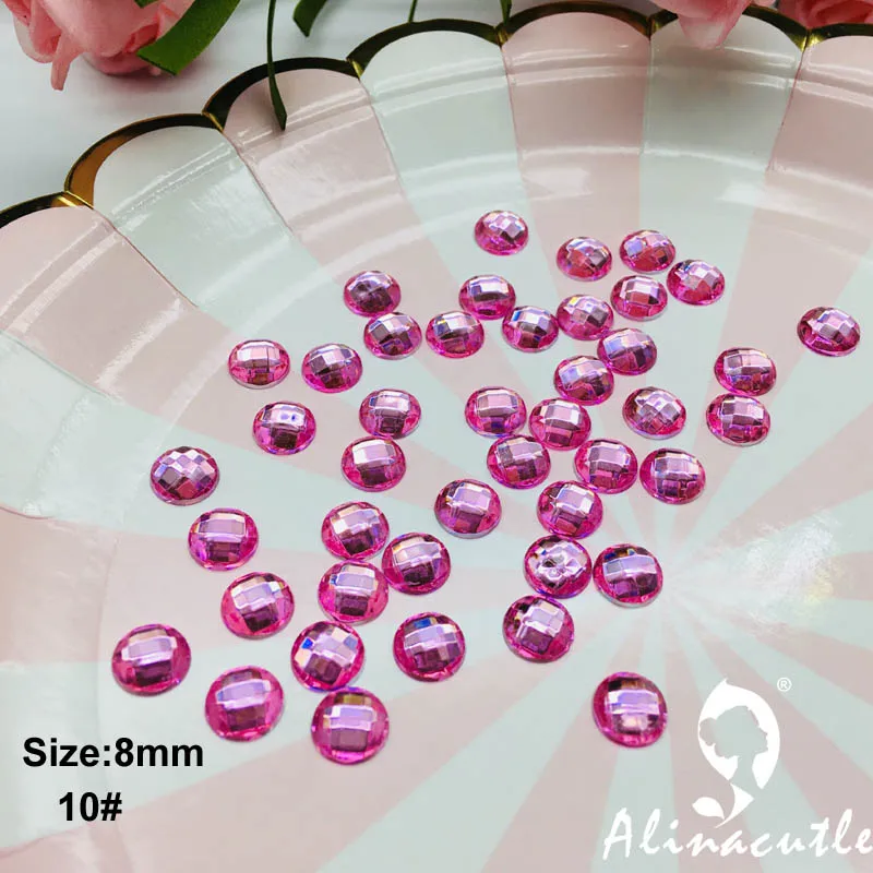 No 10 pink 140 шт 8 мм плоские алмазные круглые кристаллы наклейки "камни" драгоценные камни креативные поделки ручной работы Кристаллы для скрапбукинга - Цвет: No 10 pink