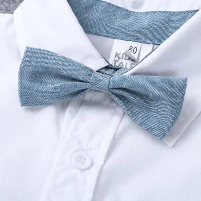 2019 Newborn Baby Boys Summer Short Sleeve Clothes Suit Bow Tie Romper Suspender Pants 2pc Kids Outfit |