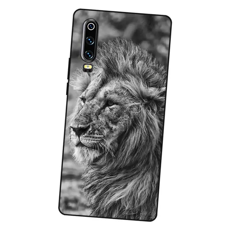 P109 Lion Black Silicone Case Cover For Huawei P8 P9 P10 P20 P30 Lite Pro P Smart Plus 2017 2019 |