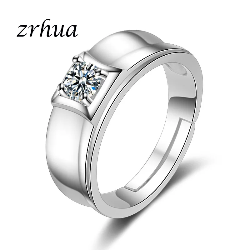 

ZRHUA Original 925 Silver Ring Charm Classic Stacking Sparking CZ Finger Rings For Women Jewelry Mujer Anillo High Quality Gift
