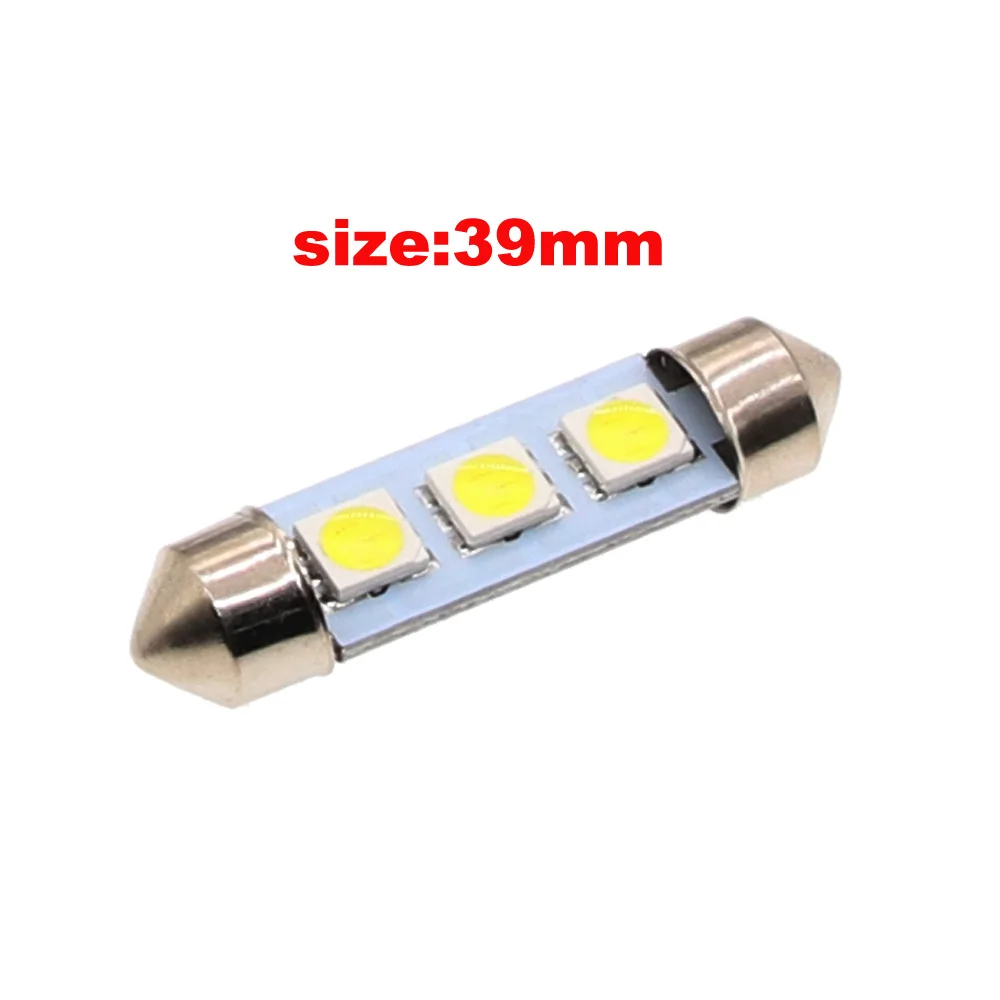 10 шт. яркая белая светодиодная автомобильная лампа C5W 5050 3 Smd 3Smd 31 мм 36 39 41 Dc 12v Festoon