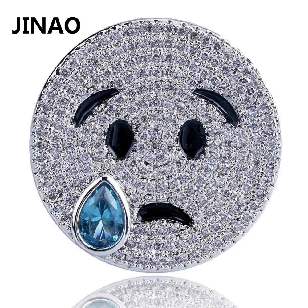 JINAO, стиль, позолоченное кольцо в стиле хип-хоп, со льдом, CZ, камень, размер, доступный, с выражением улыбки, плач, кольцо, модные кольца на палец