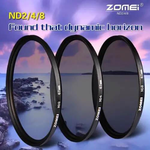 Комплект фильтров для объектива Zomei ND ND2 + ND4 ND8 52 мм 58 62 67 77 82 камеры Canon Nikon Sony|neutral
