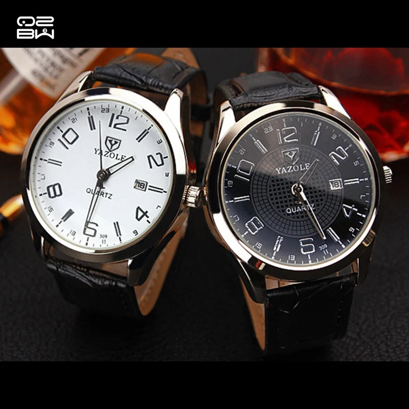 Для мужчин 2017 лучшие продажи человек кожаный ремешок календарь дата кварцевый